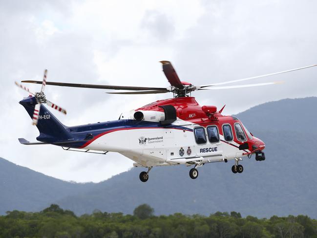 The QG Air Rescue 510 helicopter has transported the critically injured patient to Cairns Hospital. PICTURE: BRENDAN RADKE