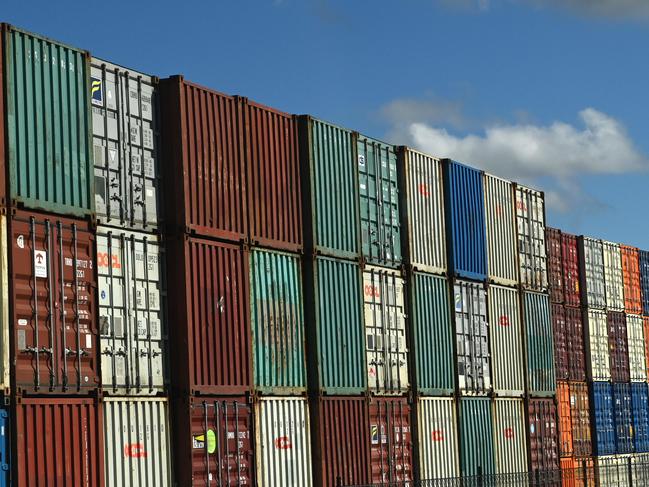 Shipping containers at Port Botany. There is no suggestion these containers held anything illegal. Picture: NCA NewsWire / Jeremy Piper