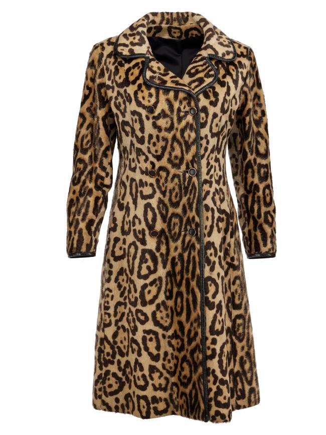 The faux leopard coat, circa 1969, is one of three pieces from the late style icon’s wardrobe going up for auction at Sotheby's. Picture: Sotheby's