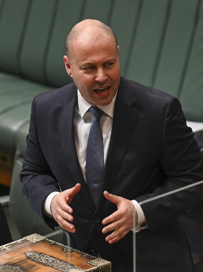 Treasurer Josh Frydenberg during Question Time at Parliament House in Canberra. Picture: NCA NewsWire / Martin Ollman