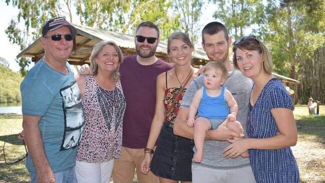 Tasmin and her family. Left to right: Ron Saint (dad) Fay Saint (mum) Matt Saint (brother), Tasmin, Stephen Addison (brother in law) holding Llewyn Addison (nephew) and Adele Addison (sister) Picture: SUPPLIED