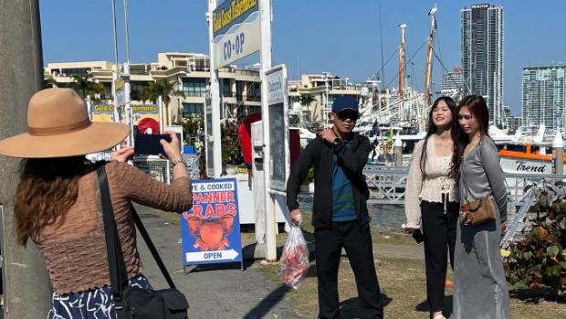 Carter's Basin at The Spit, where tourists buy fresh seafood off the trawlers.