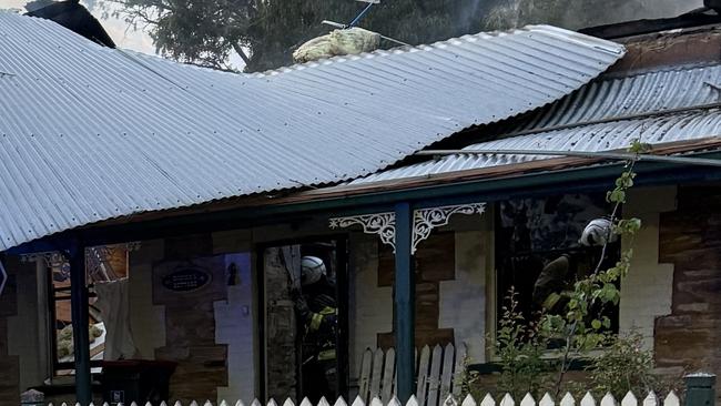 A home south of Adelaide has been destroyed by a fire that police suspect was deliberately lit. Picture: SA CFS