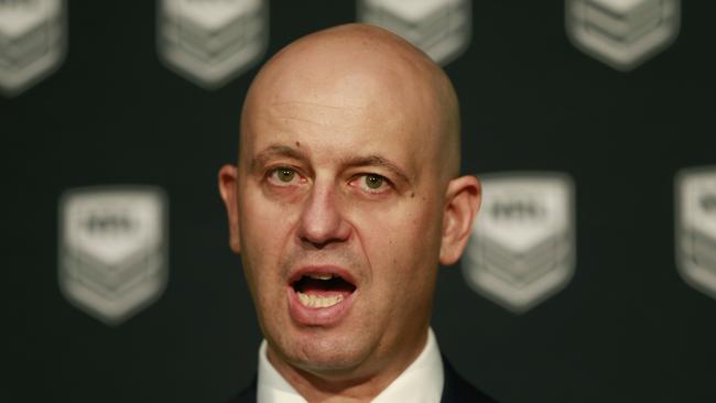 SYDNEY, AUSTRALIA - FEBRUARY 28: NRL CEO Todd Greenberg speaks to the media about the NRL's Policy Change following the NRL Annual general Meeting at NRL HQ on February 28, 2019 in Sydney, Australia. (Photo by Mark Evans/Getty Images)