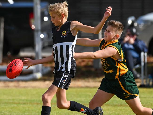 17/5/23 - SAPSASA Metro Football Carnival at West Beach.  Port Districts v Salisbury East. Picture: Naomi Jellicoe