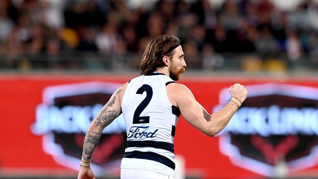 Zach Tuohy was among Geelong’s best on a tough night for the Cats. Picture: Bradley Kanaris/Getty Images