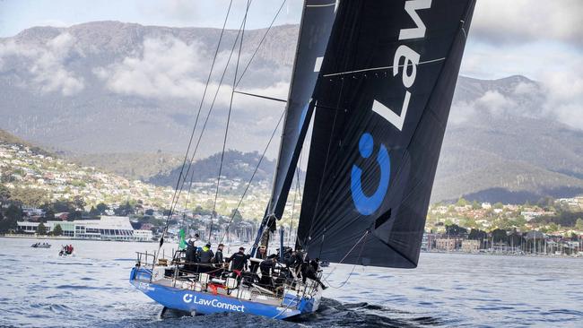 LawConnect wins the 2023 Rolex Sydney Hobart yacht race after a close finish with 2nd place Andoo Comanche. Picture: Chris Kidd