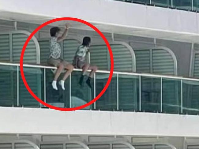 The children on the cruise balcony. Picture: Facebook