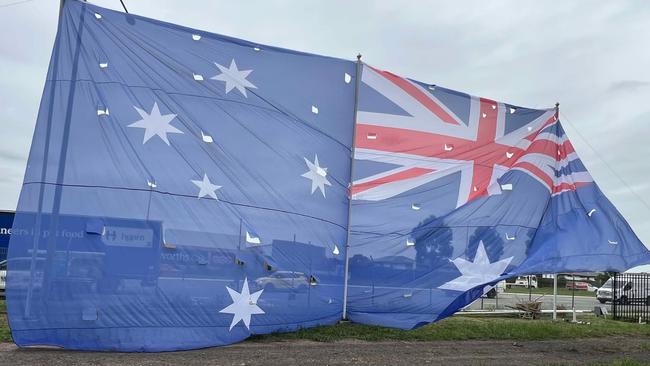 The largest Australian flag is set to be hoisted on Australia Day at a mosque in Sydney, surpassing the one flying atop of Parliament House. Picture: Supplied