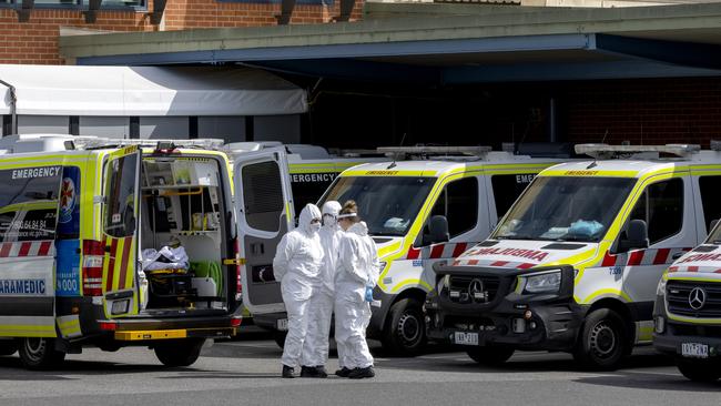 Ambulances from the Mansfield shire are used to transport patients to hospitals in Melbourne and Wangaratta, and can take hours doing round trips. Picture: NCA NewsWire / David Geraghty