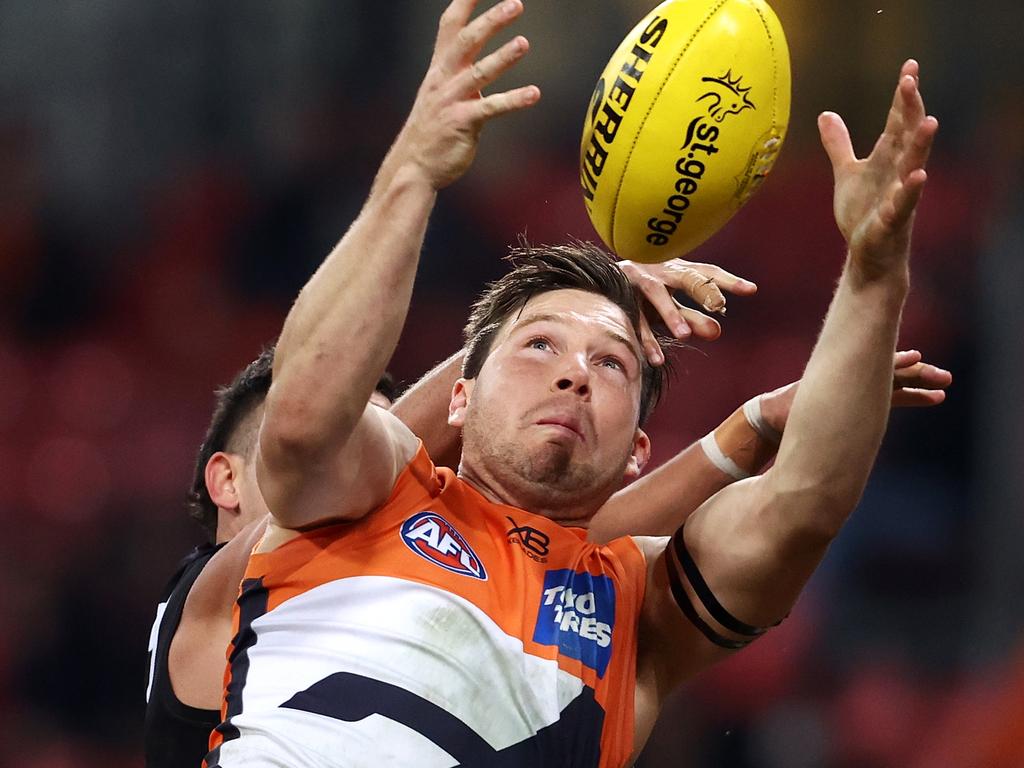 Toby Greene pulls in a strong mark in a matchwinning performance on Friday night.