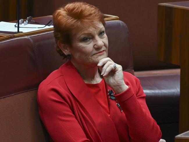 CANBERRA, AUSTRALIA - NewsWire Photos September 27, 2022: Senator Pauline Hanson during Question Time at Parliament House in Canberra. Picture: NCA NewsWire / Martin Ollman