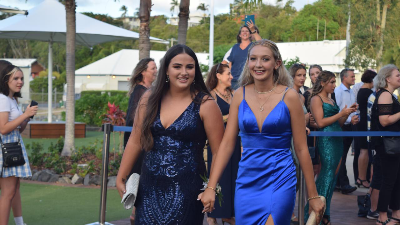 Neive Farley (left) and Juliette Kirk at the 2020 St Catherine's Catholic College formal. Photo: Elyse Wurm