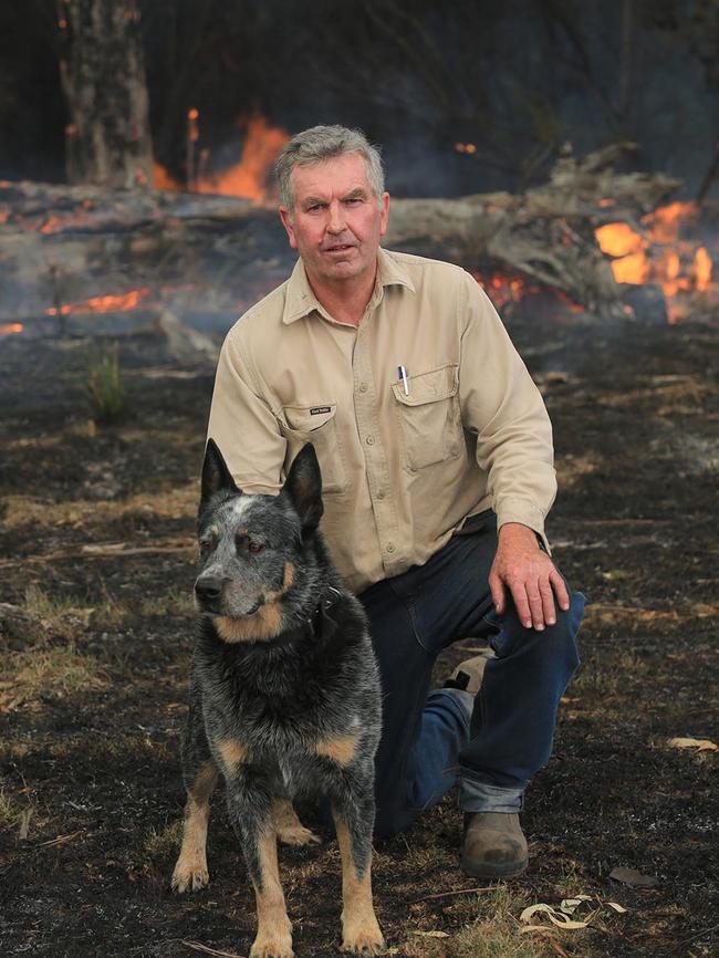 Bega Valley Shire Farmers and Land Owners Group member Wayne Doyle, with his dog Buddy, wrote to Ms Berejiklian in April 2018 following the Tathra fires. Picture: John Ford