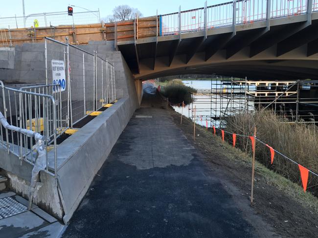 The dangerous bike path under the Swan St Bridge. Picture: Bicycle Network