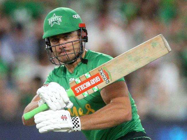 Marcus Stoinis of Melbourne Stars batting during the Big Bash League (BBL) cricket match between the Melbourne Stars and the Brisbane Heat at the MCG in Melbourne, Saturday, January 25, 2020. (AAP Image/Hamish Blair) NO ARCHIVING, EDITORIAL USE ONLY, IMAGES TO BE USED FOR NEWS REPORTING PURPOSES ONLY, NO COMMERCIAL USE WHATSOEVER, NO USE IN BOOKS WITHOUT PRIOR WRITTEN CONSENT FROM AAP