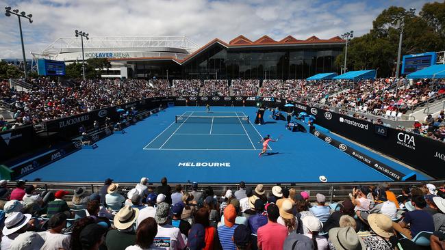 A view from show court three, where South Africa’s Kevin Anderson is taking on  Kyle Edmund, from Great Britain. Picture: Getty