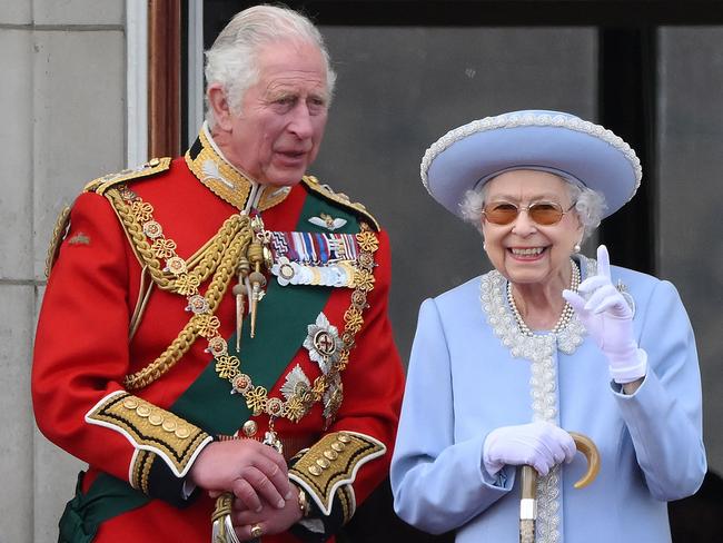 Prince Charles and the Queen on the balcony of Buckingham Palace. Picture: AFP.