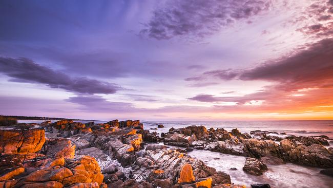 The sunrise over the famous Bay of Fire.