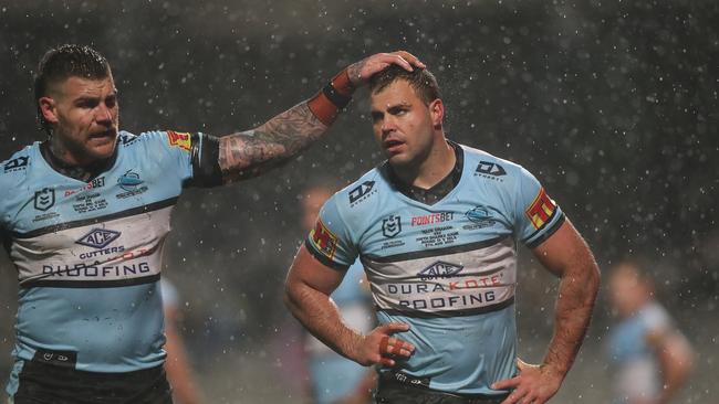 Cronulla's Josh Dugan will sit out the final game of the regular season while Wade Graham will play in the halves. Picture: Brett Costello