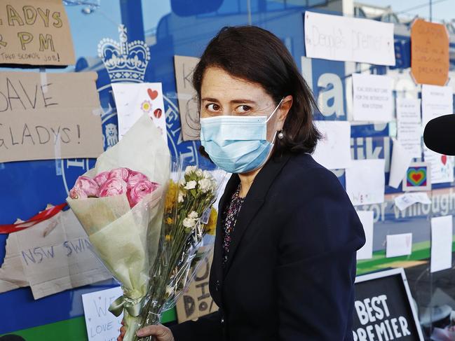 6/10/21 - DAILY TELEGRAPHGladys Berijiklian arrives at her office in Northbridge after not being sighted after resignation last week. Picture: Sam Ruttyn