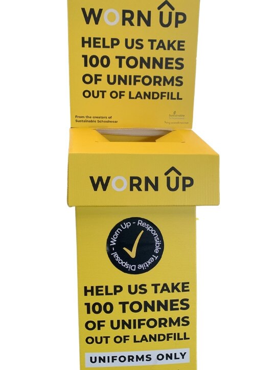 Worn Up collects from bins placed in schools, which means the items are less contaminated than they would be in kerbside recycling.