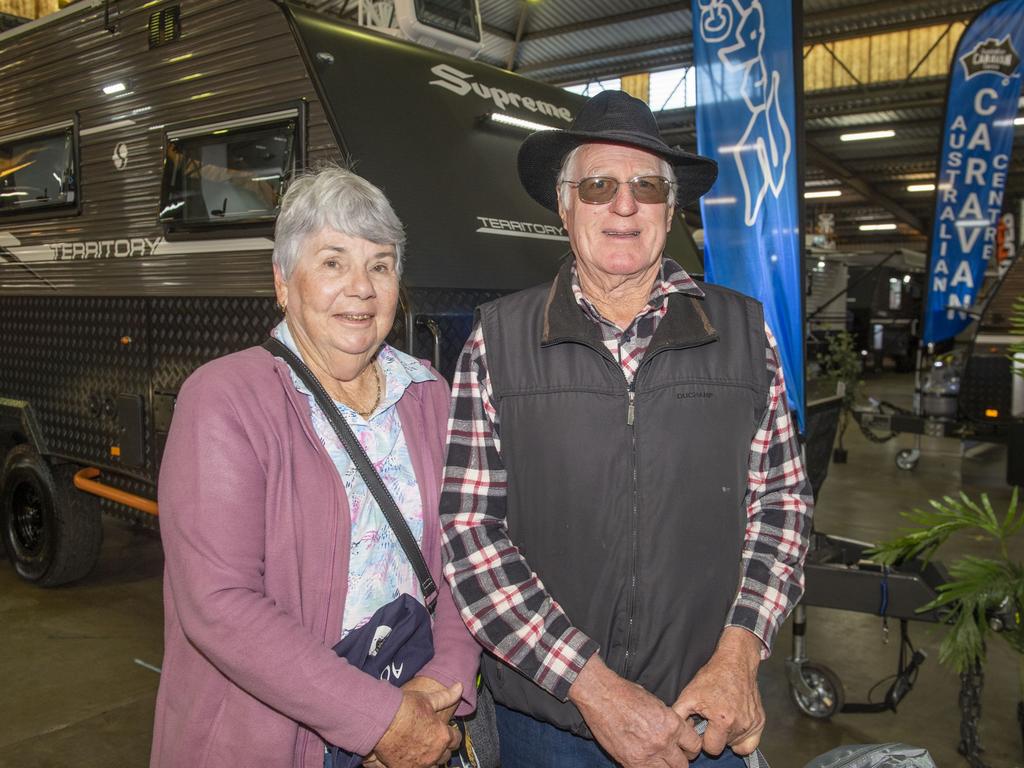 Gwynneth and Dennis Russell at the Queensland Outdoor Adventure Expo, Toowoomba Showgrounds. Friday, July 29, 2022. Picture: Nev Madsen.