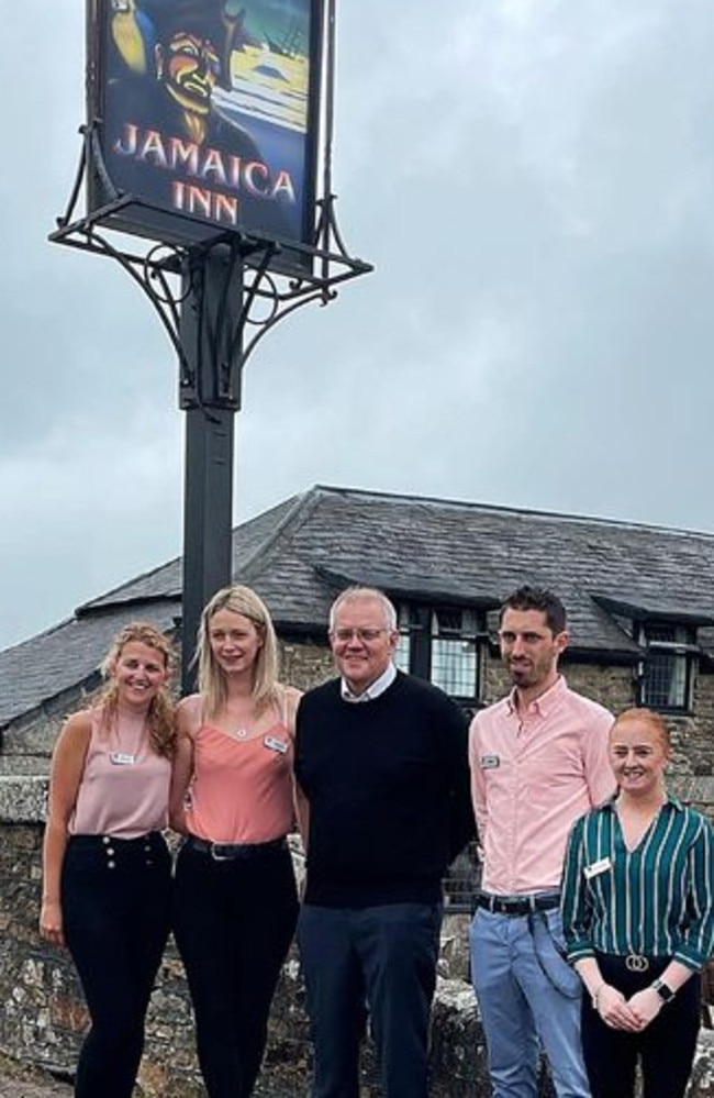 Australian Prime Minister Scott Morrison at the Jamaica Inn, Cornwall.