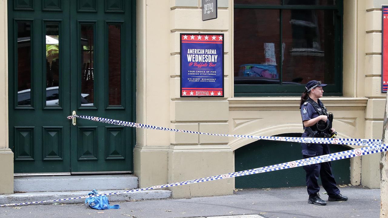 Numerous crime scenes have been set up across the Brisbane CBD after the fatal police shooting. Picture: Liam Kidston.