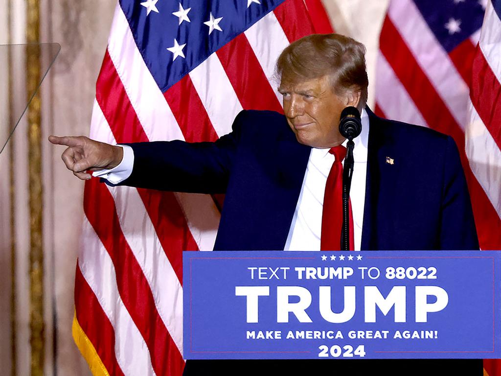 Former US President Donald Trump speaks at the Mar-a-Lago Club in Palm Beach. Picture: AFP