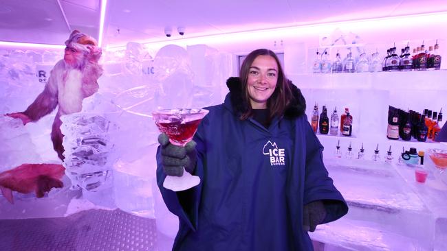 General manager Charlotte Stephens toasts the success of the new Surfers Paradise IceBar. Picture: Glenn Hampson