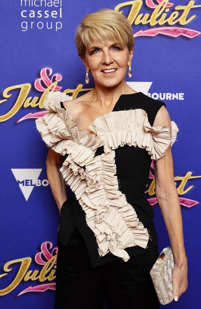 Julie Bishop at the opening night of &amp; Juliet at the Regent Theatre in Melbourne. Picture: Sam Tabone/Getty Images