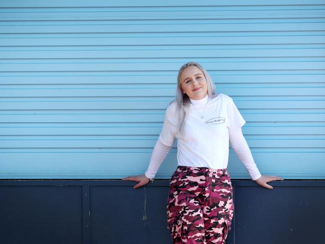 Skye Harvey was virtually homeless for two years couch surfing with people until she was put on the Premier's Youth Initiative program which turned her life around. Photo: Sue Graham