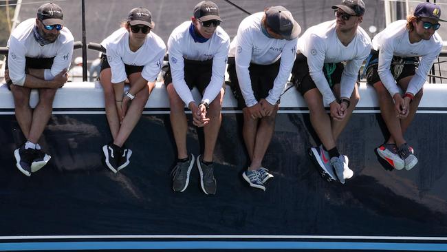 White’s crewmates aboard the 100-footer LawConnect which is one of the favourites for the race to Hobart.