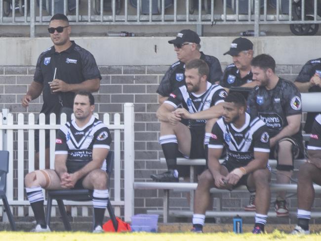 Jarryd Hayne (L) joined the club to mentor younger players at the club. Picture: NewsWire/Monique Harmer