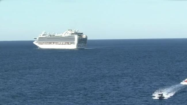 The Ruby Princess sits off Sydney in April.