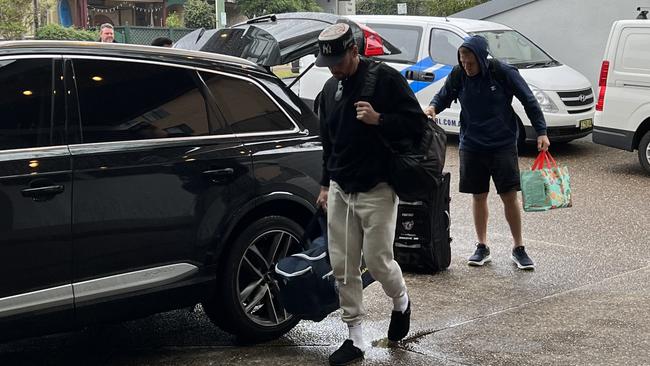 NSW Blues players Clint Gutherson and Jake Trbojevic arrive in camp. Picture: Fatima Kdouh