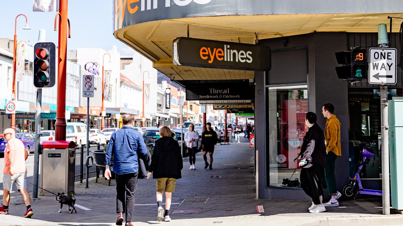 Scramble crossing at the intersection of Liverpool and Elizabeth streets in Hobart CBD. Picture: Linda Higginson