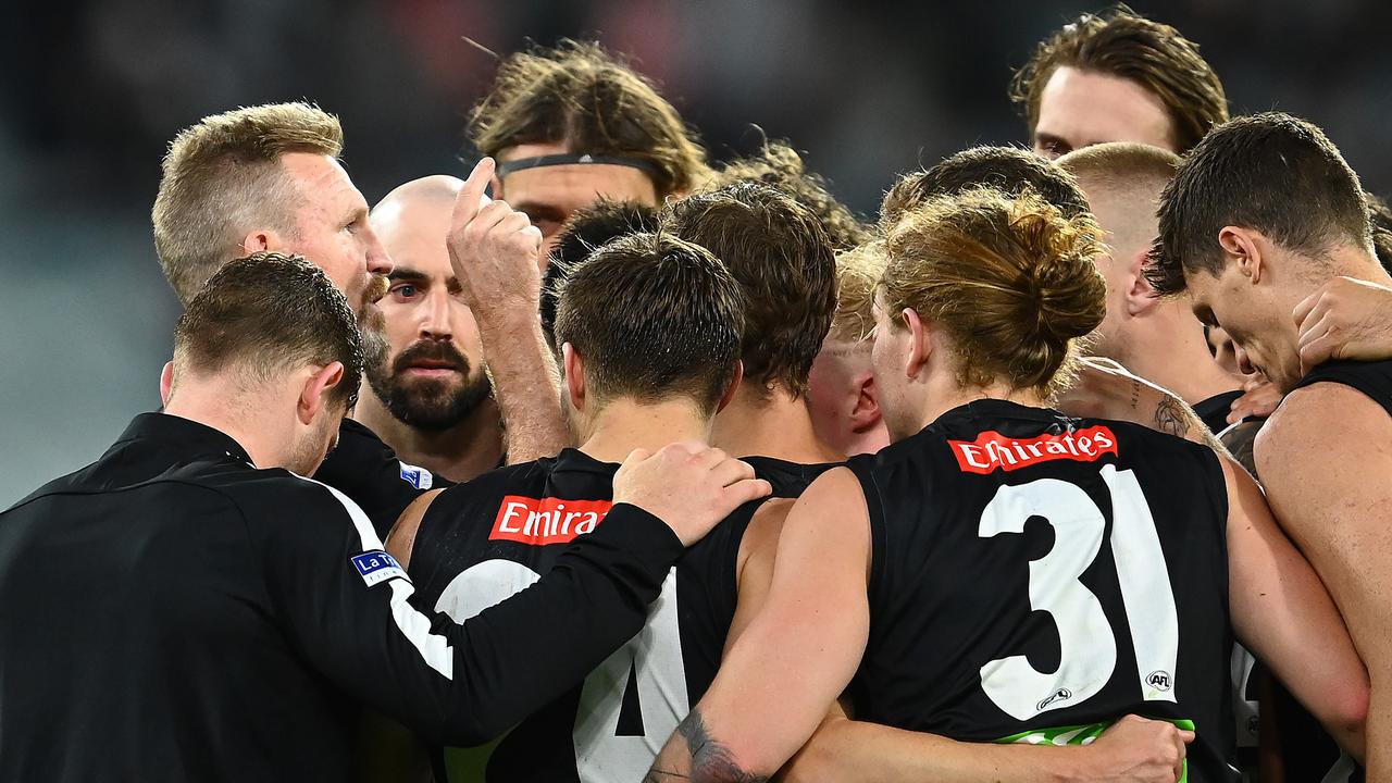 Nathan Buckley hopes his current Magpies playing group can deliver him that elusive premiership. Picture: Quinn Rooney/Getty Images