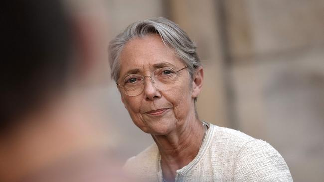 French Prime Minister Elisabeth Borne speaks to press after she received the representatives of the political parliamentary groups at the Hotel Matignon in Paris. Picture: AFP