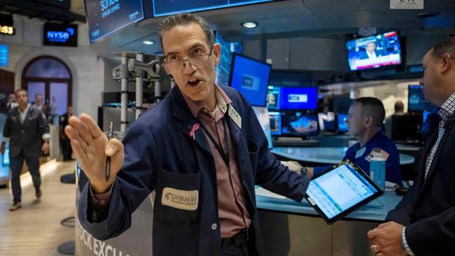 Traders work the floor of the New York Stock Exchange. Picture: Angela Weiss