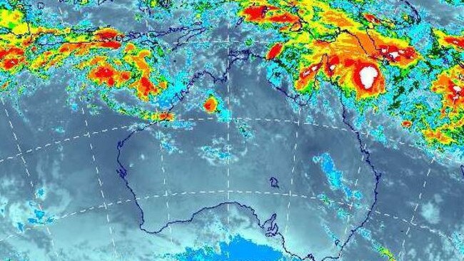 Developing: The latest satellite image shows the systems forming of the coasts in northern Queensland and Western Australia. Picture: BOM