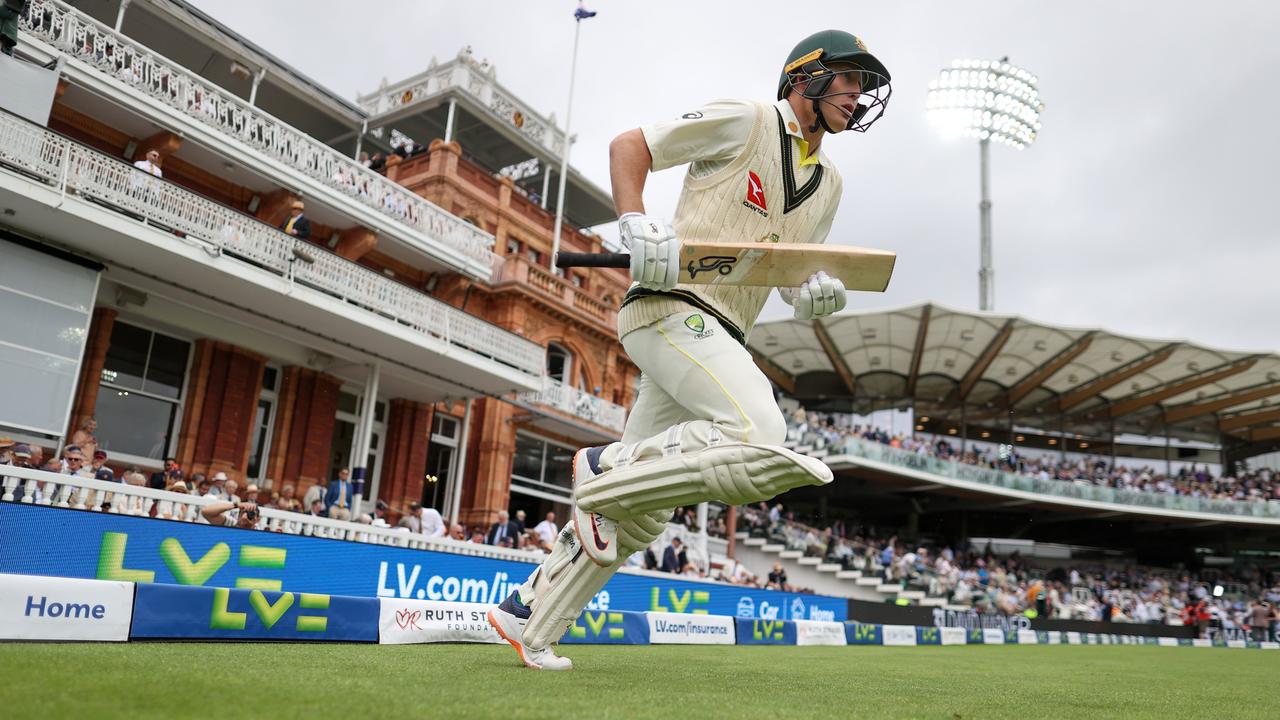 Marcus Labuschagne walks out to bat on day one at Lord’s. Picture: Getty