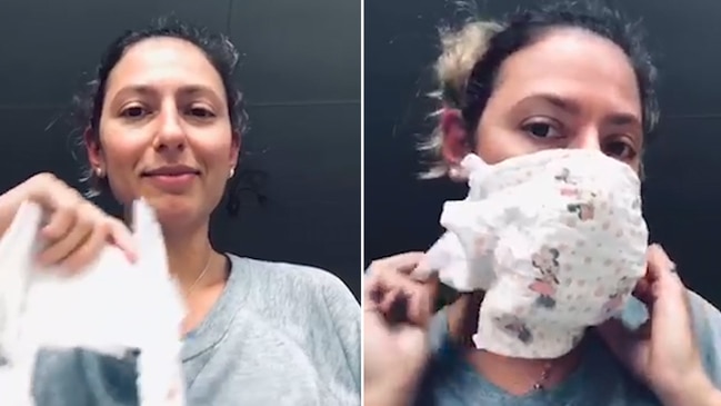 Mum makes face mask out of nappy