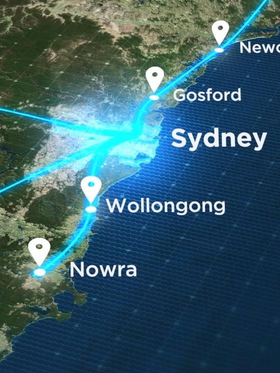 An artist impression of a newly proposed high speed rail system connecting Sydney with Wollongong, Canberra and Newcastle. Picture: Supplied