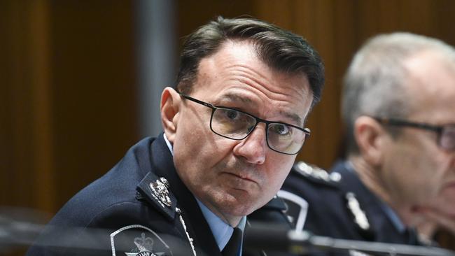 Australian Federal Police Commissioner Reece Kershaw was not at Tuesday night’s hearing, and instead was in China. Picture: NCA NewsWire / Martin Ollman