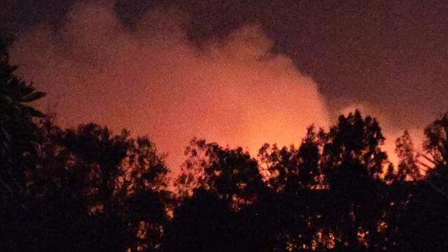 The Mutchilba fire raging at night.