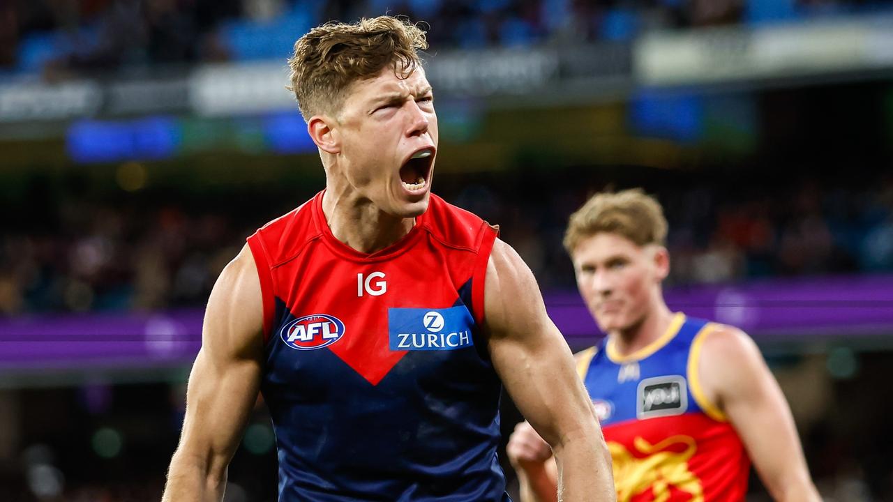 The Dees came from nowhere to beat Brisbane in round 18. Picture: Dylan Burns/AFL Photos via Getty Images