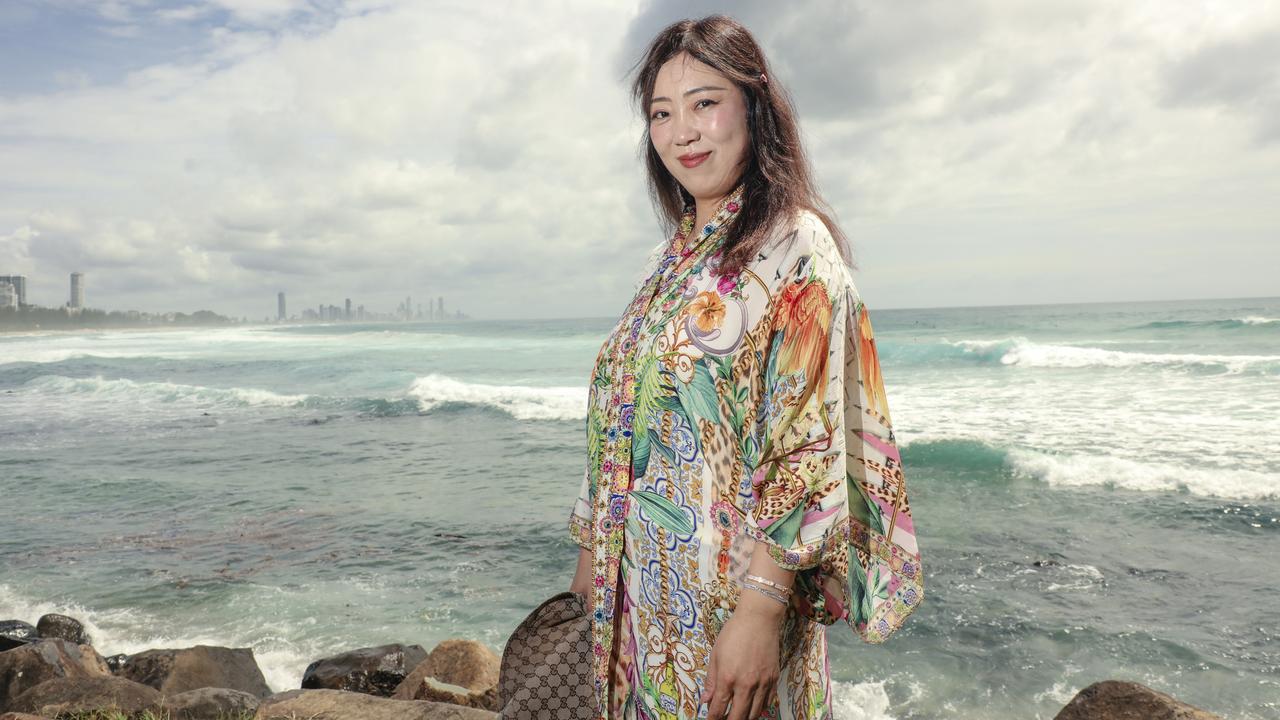 Rebecca Xue among the crowd at the 2025 Gold Coast Open surf comp at Burleigh Heads. Picture: Glenn Campbell