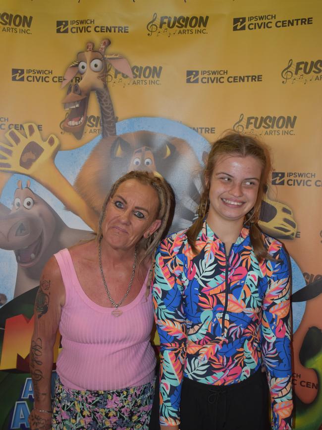 Melissa Bean and Amy Mullin at Madagascar A Musical Adventure Jr. presented by Fusion Arts Inc and Ipswich Civic Centre. Photo: Georgie Walker